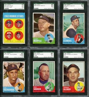 1963 Topps Complete Set of 572 cards with 10 SGC Graded   